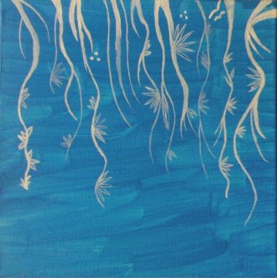 weißer Pfanzenvorhang im Meer -  vögel -  auf  - Array - 