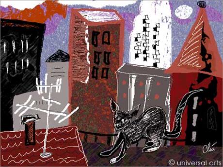 Katze auf dem Dach von Jacqueline Ditt - Galerie Studio universal arts - Array auf - Array - Katze auf dem Dach von Jacqueline Ditt - Galerie Studio universal arts - Array auf - Array -