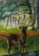 Stag with Cherry Tree - Nalin - Ãl auf Papier - Sonstiges - Stag with Cherry Tree - Nalin - Ãl auf Papier - Sonstiges -