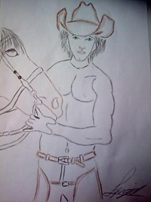 Cowboy mit Pferd - Lucky - auf - Array - Cowboy mit Pferd - Lucky - auf - Array -