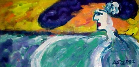 Frauenportrait mit blauem Hut (2002) -Anya Sander- - Anya Sander - Array auf Array - Array - Frauenportrait mit blauem Hut (2002) -Anya Sander- - Anya Sander - Array auf Array - Array -