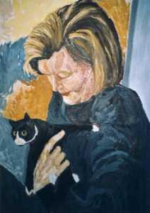 Selbstbildnis mit Katze -Regina Schween- - Regina Schween - auf - Array - Selbstbildnis mit Katze -Regina Schween- - Regina Schween - auf - Array -
