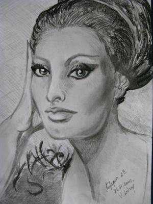 Portpait von Sofi Loren - Varvara Levsa - auf - Array - Portpait von Sofi Loren - Varvara Levsa - auf - Array -