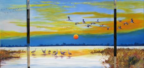 Kraniche am Abend - peter paint - Array auf Array - Array - Array Kraniche am Abend - peter paint - Array auf Array - Array - Array