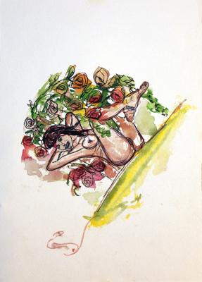 Zeichnung Nude 31 (Aquarellpapier, Tusche, 24x34) - Wolfgang Bretschneider - Array auf Array - - Array Zeichnung Nude 31 (Aquarellpapier, Tusche, 24x34) - Wolfgang Bretschneider - Array auf Array - - Array