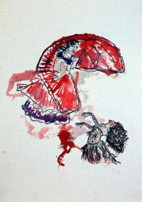 Zeichnung. Bauchtanz 04 Aquarellpapier, Tusche - Wolfgang Bretschneider - Array auf Array - Array - Array Zeichnung. Bauchtanz 04 Aquarellpapier, Tusche - Wolfgang Bretschneider - Array auf Array - Array - Array