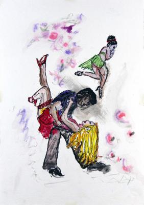 Zeichnung Salsa Lovers 02 (Aquarellpapier, Tusche) - Wolfgang Bretschneider - Array auf Array - Array - Array Zeichnung Salsa Lovers 02 (Aquarellpapier, Tusche) - Wolfgang Bretschneider - Array auf Array - Array - Array