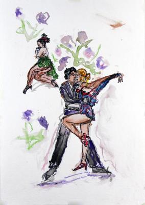 Zeichnung Salsa Lovers 04 (Aquarellpapier, Tusche) - Wolfgang Bretschneider - Array auf Array - Array - Array Zeichnung Salsa Lovers 04 (Aquarellpapier, Tusche) - Wolfgang Bretschneider - Array auf Array - Array - Array