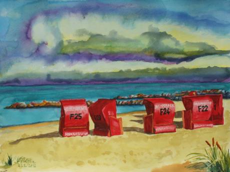 Ostseestrand Schönhagen mit roten Strandkörben - Egon Rathke - Array auf - Array - Ostseestrand Schönhagen mit roten Strandkörben - Egon Rathke - Array auf - Array -