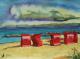 Ostseestrand Schönhagen mit roten Strandkörben - Egon Rathke - Aquarell auf - Fantastisch-Küste-Wasser - Ostseestrand Schönhagen mit roten Strandkörben - Egon Rathke - Aquarell auf - Fantastisch-Küste-Wasser -