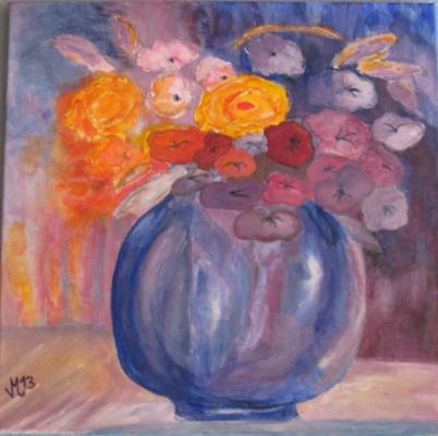 Blumen in blauer Vase - Brigitte van Münster - Array auf Array - Array - Array Blumen in blauer Vase - Brigitte van Münster - Array auf Array - Array - Array
