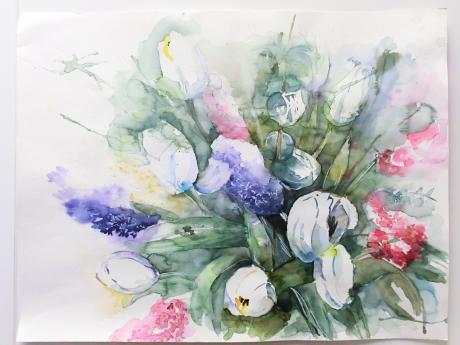 Frühlingsstrauß mit weißen Tulpen - Evelyn Brosche - Array auf - Array - Frühlingsstrauß mit weißen Tulpen - Evelyn Brosche - Array auf - Array -