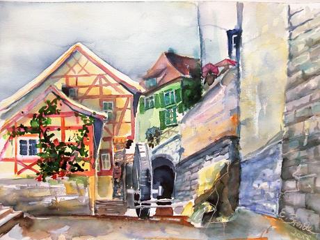 Meersburg Mühle im Regen - Evelyn Brosche - Array auf - Array - Meersburg Mühle im Regen - Evelyn Brosche - Array auf - Array -